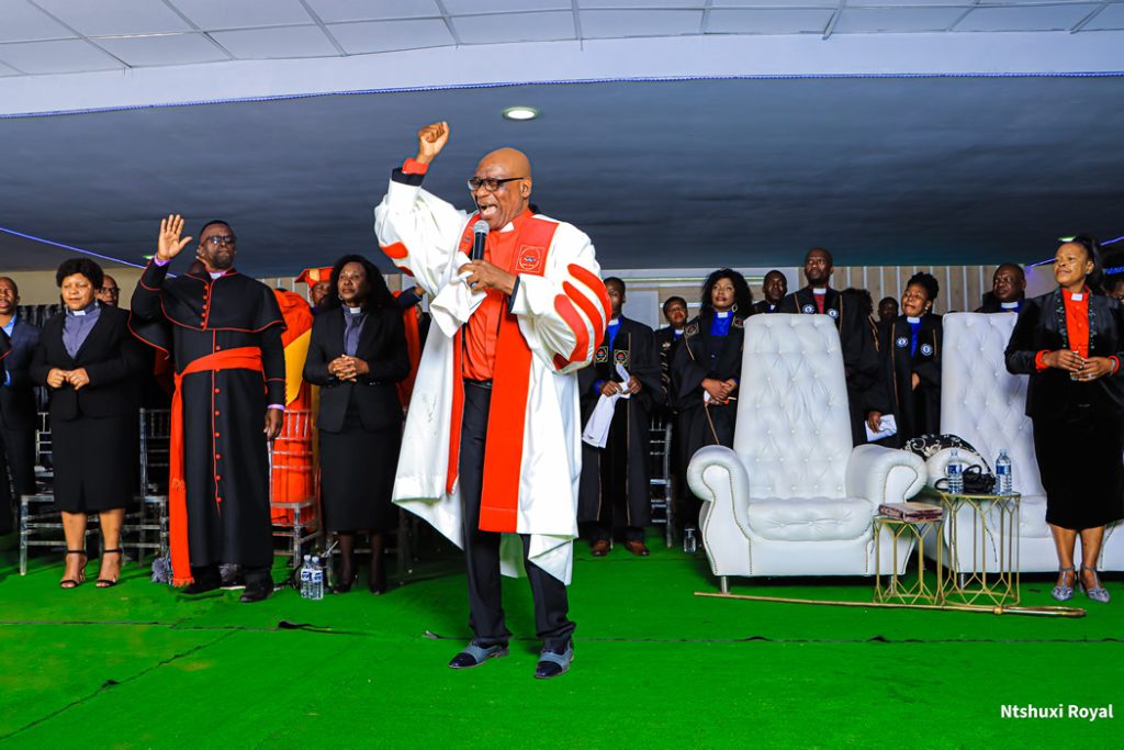 Bishop MW Ngoveni addressing the gathering before ordaining the new pastors